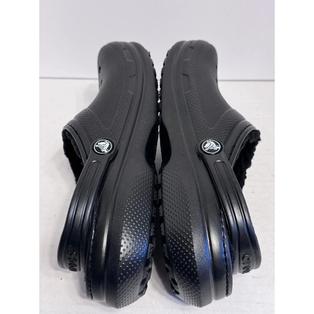 Crocs Kids' Classic Clogs Lined Black J6 slip on back strap clog shoes